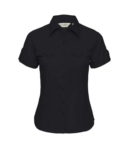 Russell Collection Womens/Ladies Short / Roll-Sleeve Work Shirt (Black) - UTRW3261