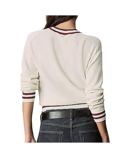 Pull beige/rouge femme calvin klein jeans woven label