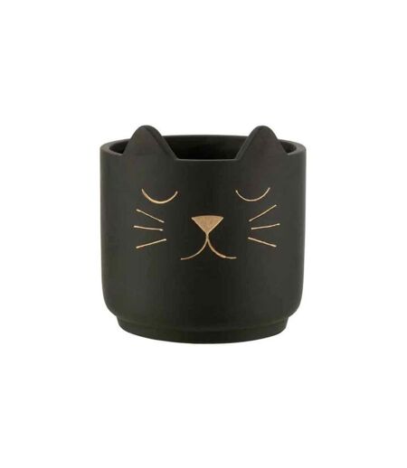 Cache-Pot en Céramique Chat 20cm Noir & Or