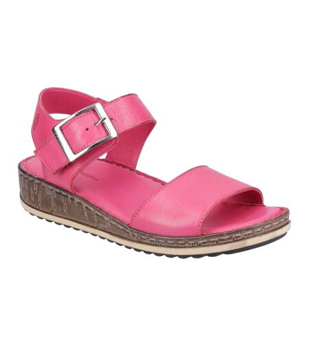 Womens/ladies ellie leather wedge sandals pink Hush Puppies
