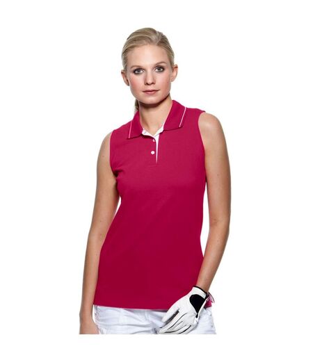 Polo sans manches gamergearpour femme framboise/blanc GAMEGEAR