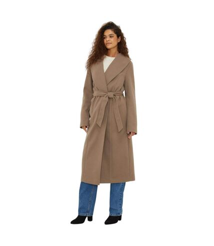 Womens/ladies wrap tall long coat mink Dorothy Perkins