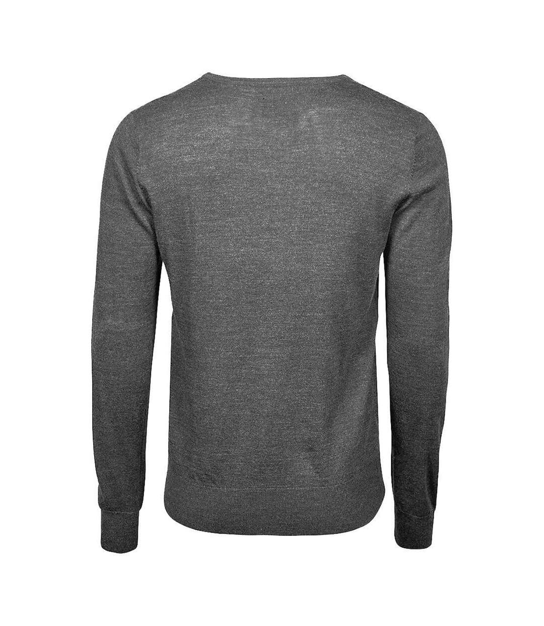 Mens merino blend v neck jumper grey melange Tee Jays