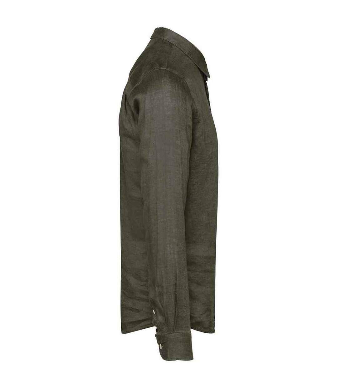 Mens linen long-sleeved shirt organic khaki Spasso-3