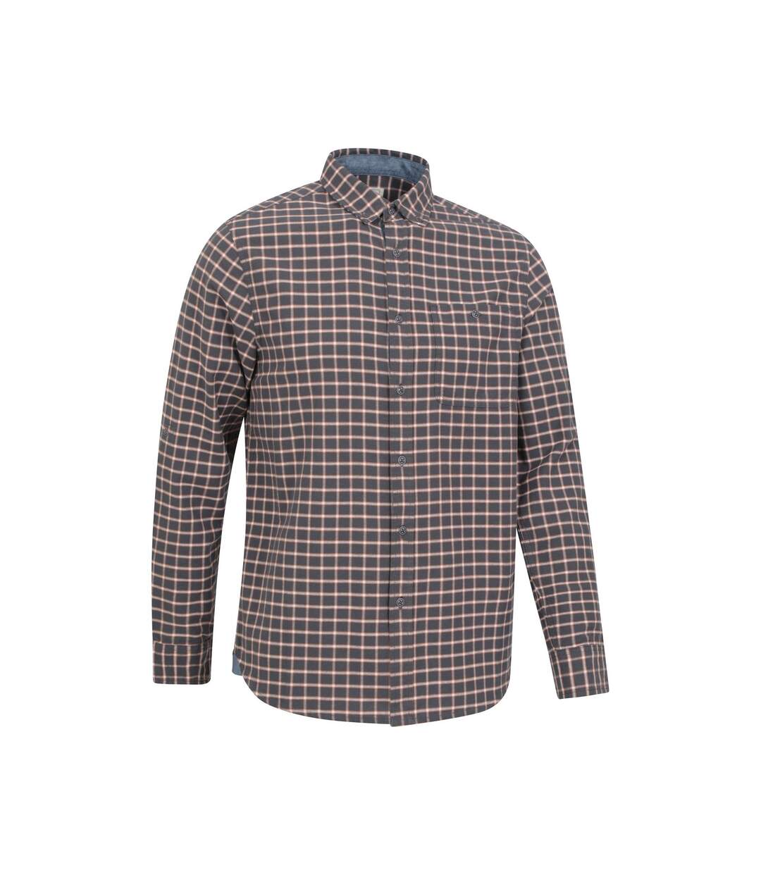 Mens Driftwood Checked Organic Shirt Dark Grey Mountain Warehouse-3