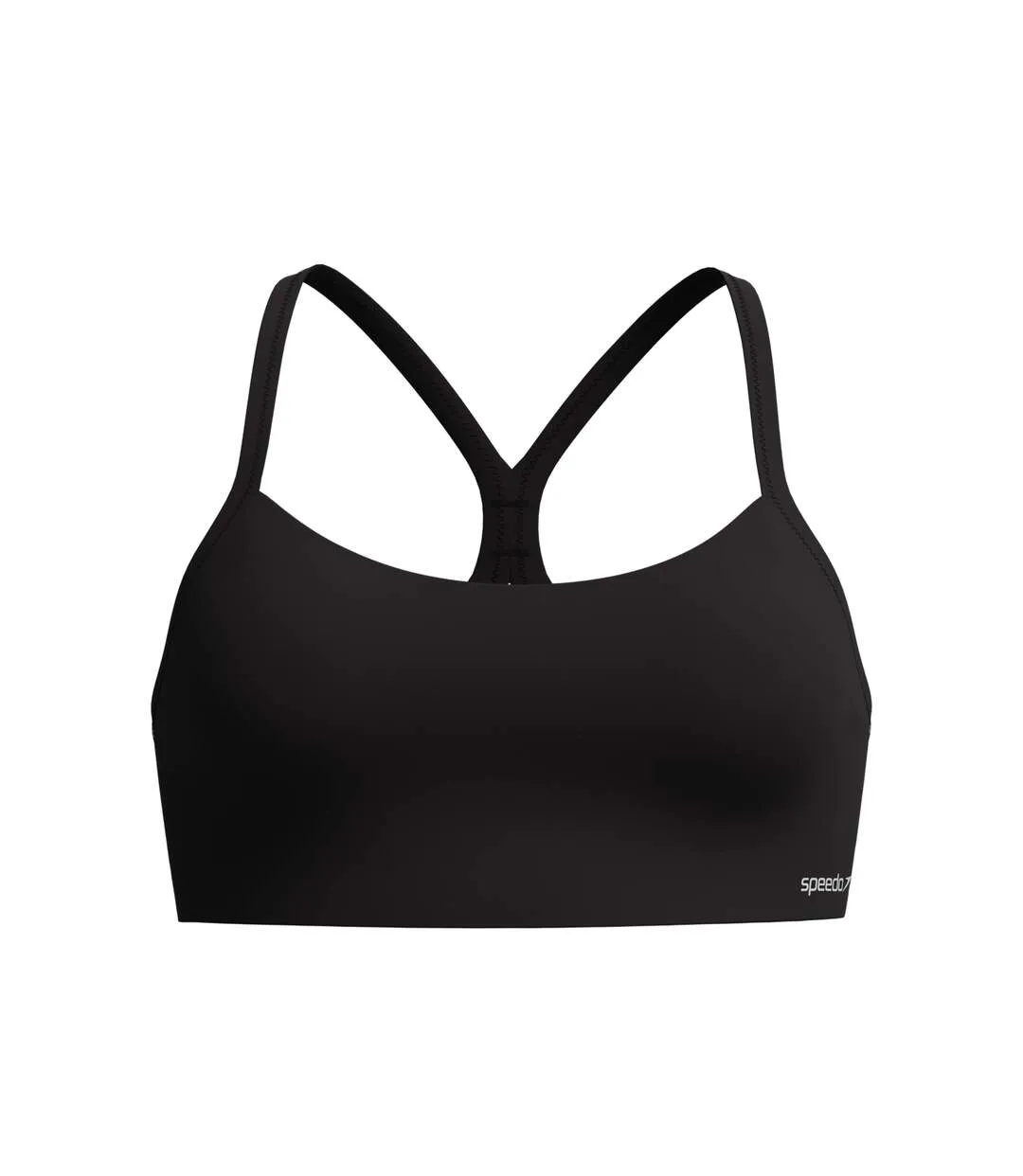 Womens/ladies Solid Racerback Bikini Top Black Speedo-1