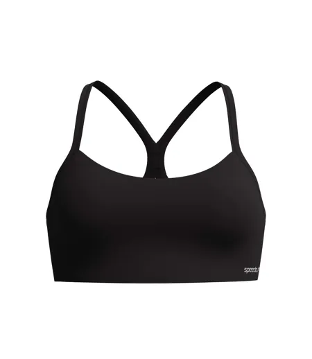 Womens/ladies Solid Racerback Bikini Top Black Speedo