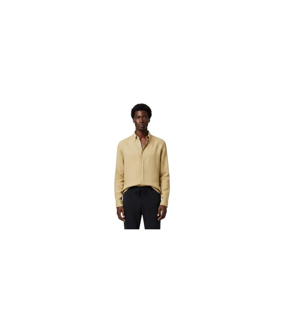 Mens Liam Linen Blend Long-sleeved Shirt Beige Boss-1