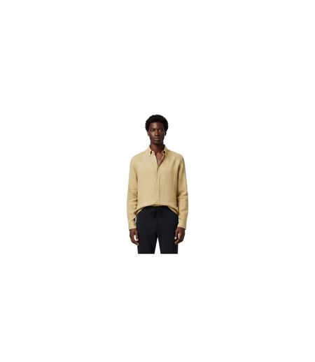 Mens Liam Linen Blend Long-sleeved Shirt Beige Boss