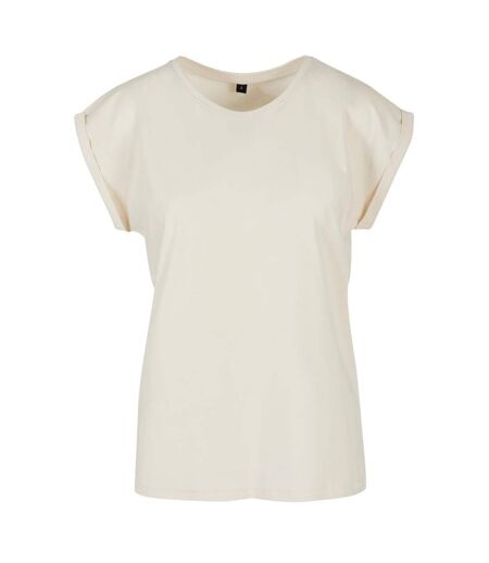 Womens/ladies Extended Shoulder T-shirt Sand Build Your Brand