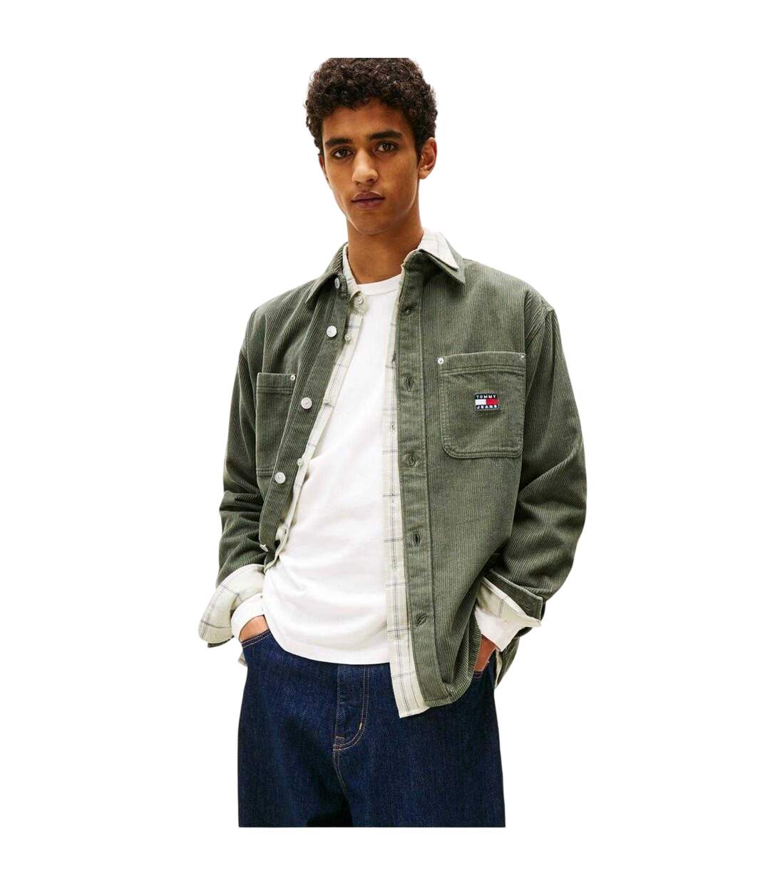 Mens Corduroy Overshirt Pewter Tommy Jeans-4