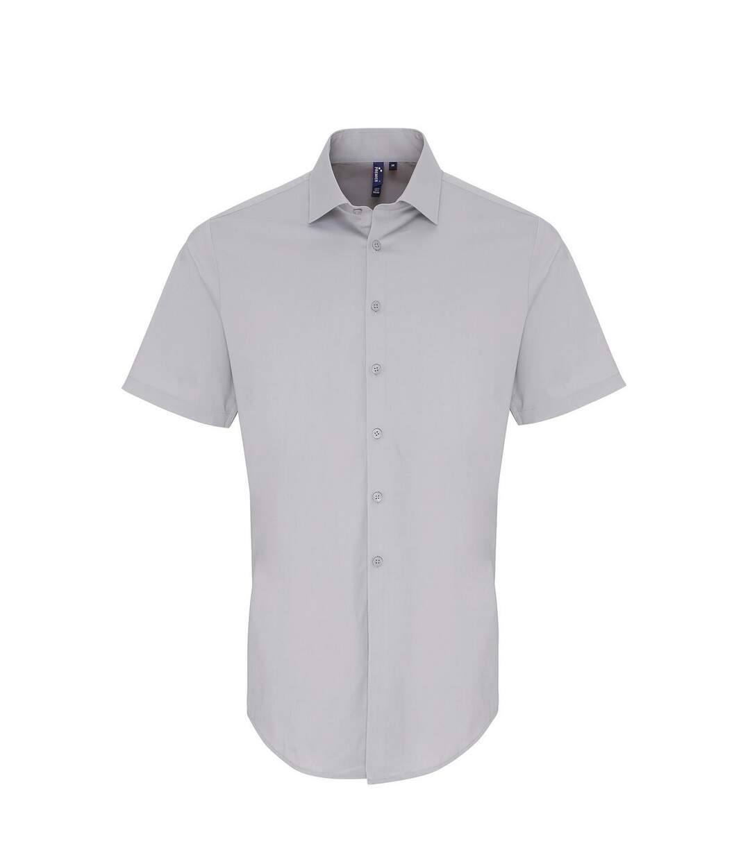 Mens poplin stretch short-sleeved shirt silver Premier