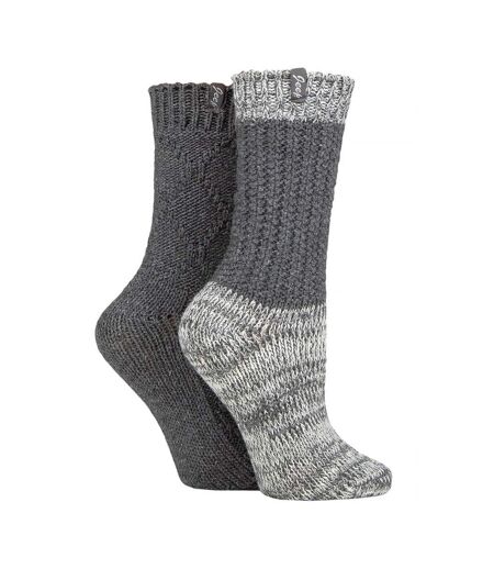2 Pack Women's Wool Blend Cable Knit Boot Socks, Outdoor Socks