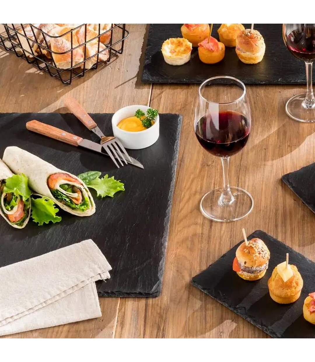 Assiette de Présentation Ardoise 40cm Gris-3