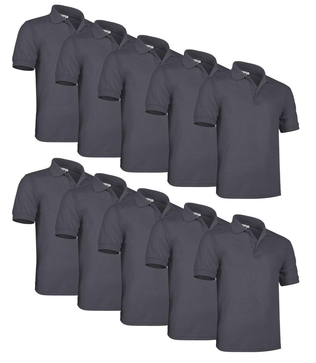 Lot 10 Polos manches courtes - Homme - PATROL - gris charbon-2