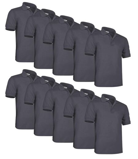 Lot 10 Polos manches courtes - Homme - PATROL - gris charbon