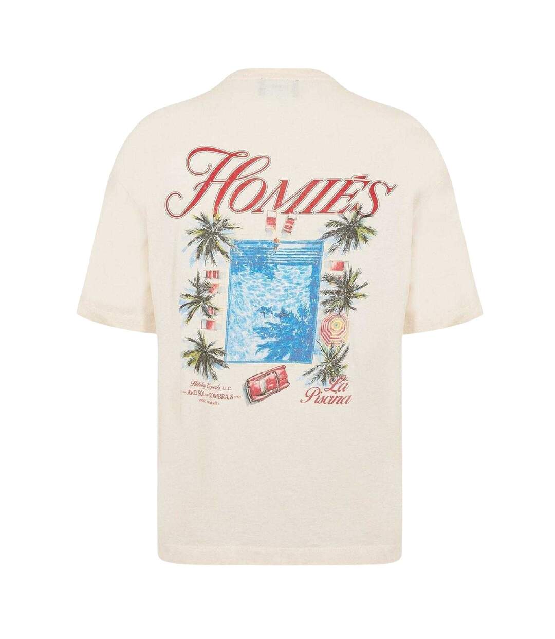 T-shirt Motif/style Imprimé Graphique Piscina Homme Beige Homies Marbella-3
