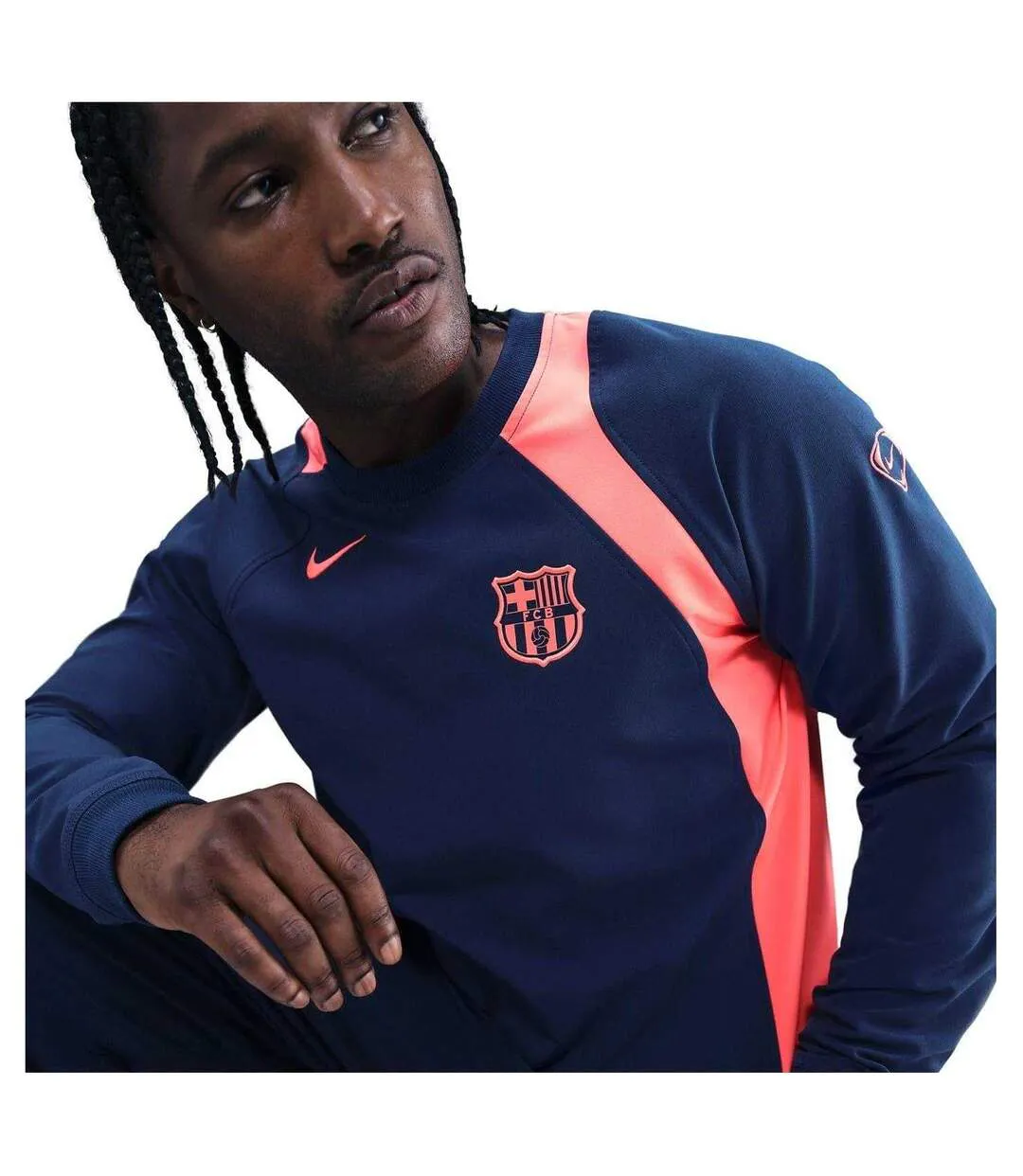 Sweat Motif/style Fc Barcelone T90 2025/2026 Homme Bleu Orange Nike-4
