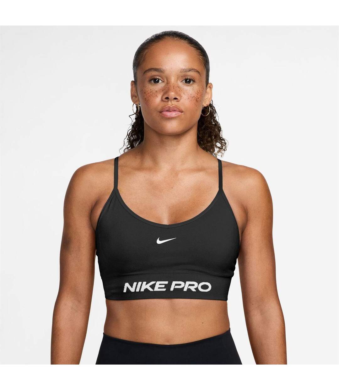 Womens/ladies Pro Padded Seamless Sports Bra Black White Nike-1