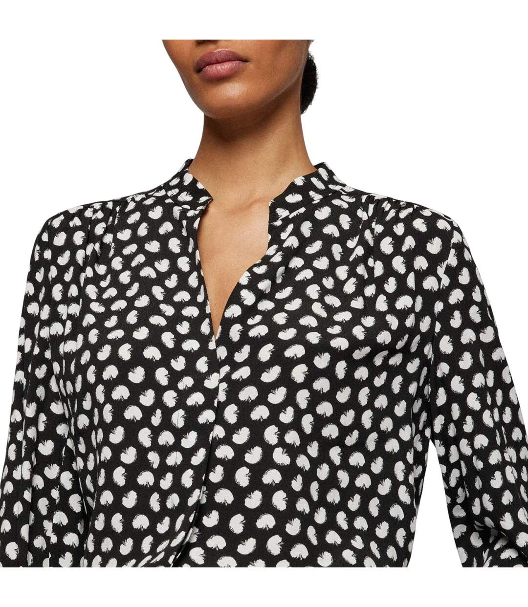 Womens/ladies Banora17 Blouse Black White Hugo Boss-4
