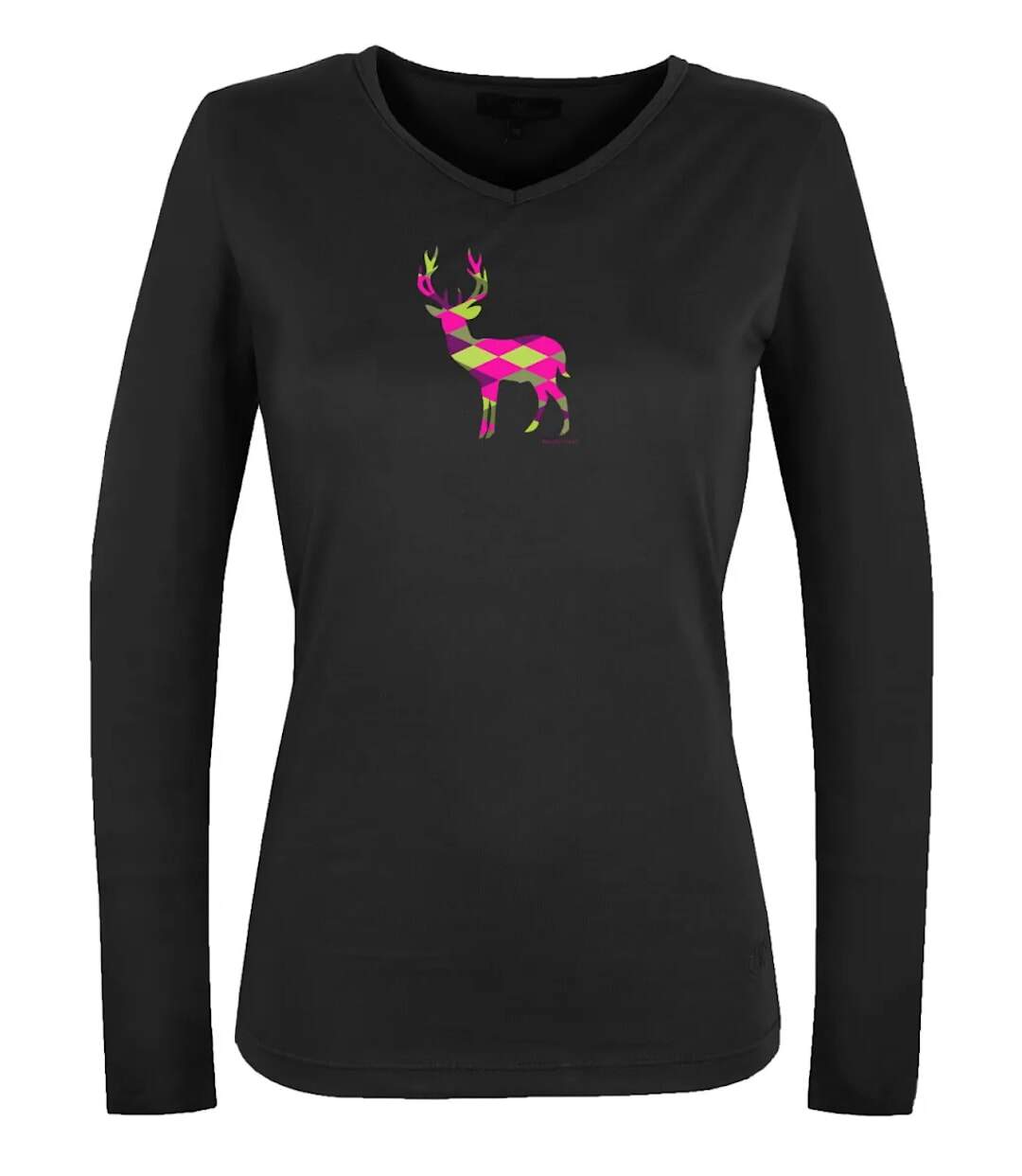 Mayflower NICO2 : Tee-shirt manches longues noir en coton avec sérigraphie motif cerf-5