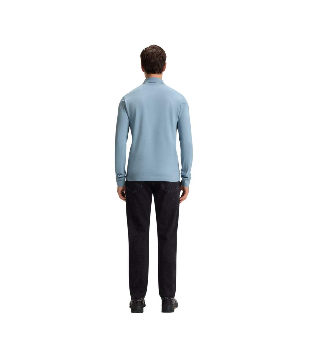 Mens Passerby Logo Long-sleeved Polo Shirt Light Blue Boss-3