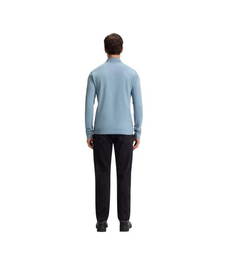 Mens Passerby Logo Long-sleeved Polo Shirt Light Blue Boss
