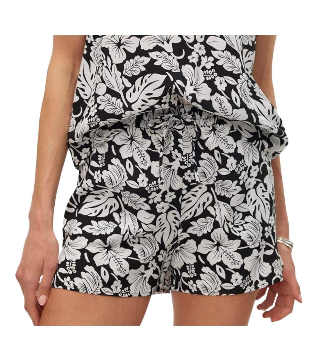 Short Noir/Beige à Motifs Femme Vero Moda Easy Joy - L-1