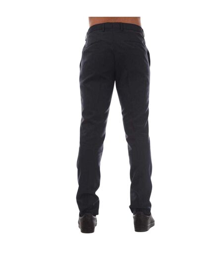 Mens Virgin Wool Slim Trousers Dark Blue Hugo