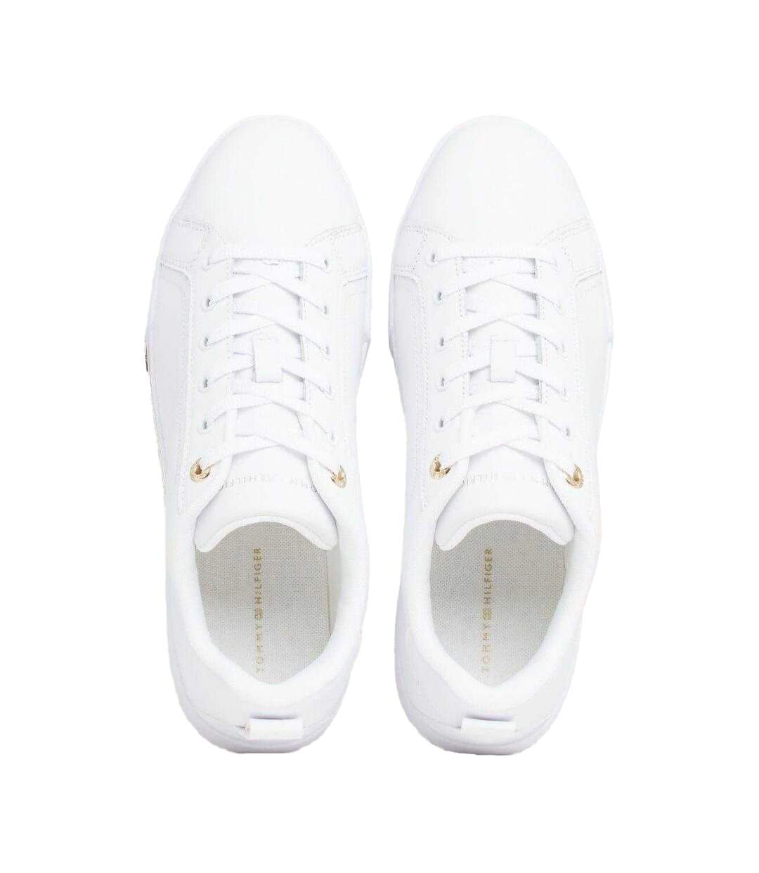 Womens/ladies Leather Cupsole Court Shoes White Tommy Hilfiger-3