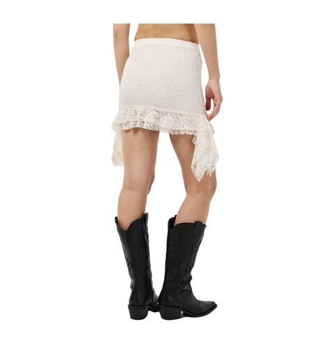 Womens/ladies Lace Frill Mini Skirt Ivory Missy Empire