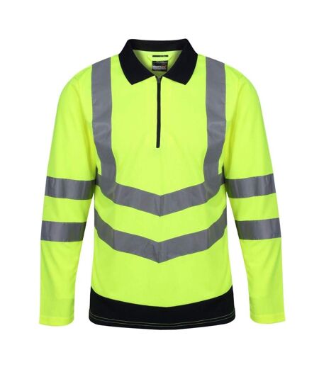 Unisex Adult High-vis Long-sleeved Polo Shirt Yellow Navy Regatta Professional