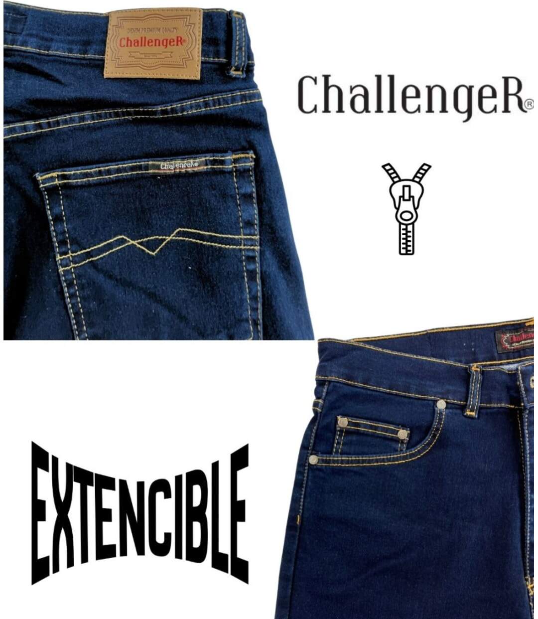 CHALLENGER M759 — Jean 5 poches bleu denim ring stone : le style délavé et extensible-4