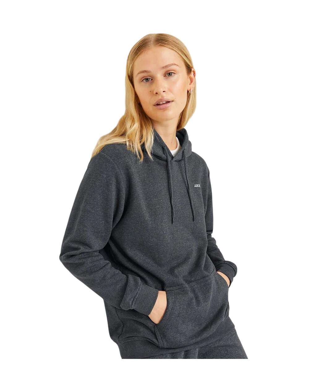 Sweat À Capuche Femme Gris Foncé Chiné JJXX-1