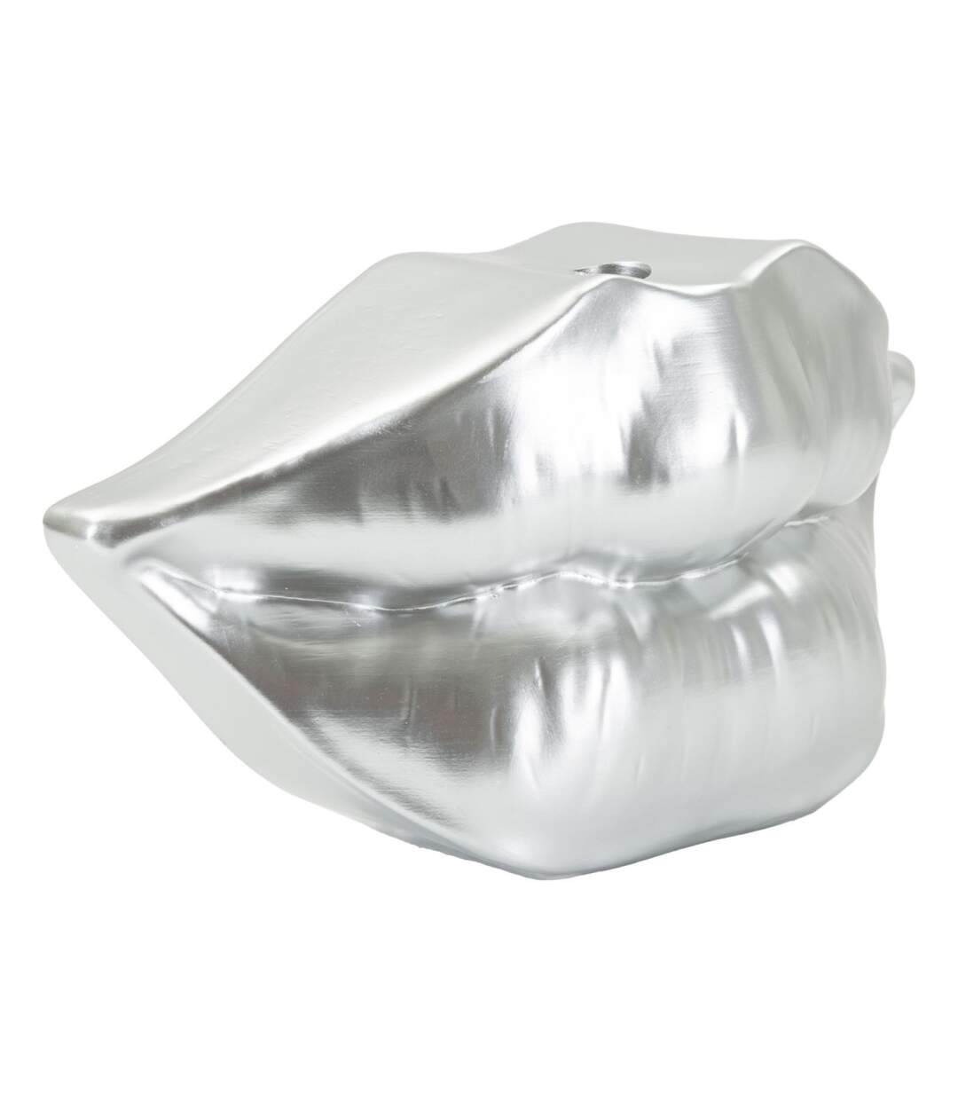 Vase Déco en Résine Mouth 23cm Argent-2