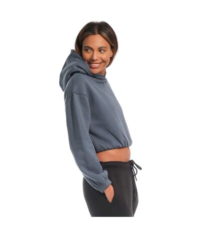 Womens/ladies Cropped Hoodie Blue Light And Shade