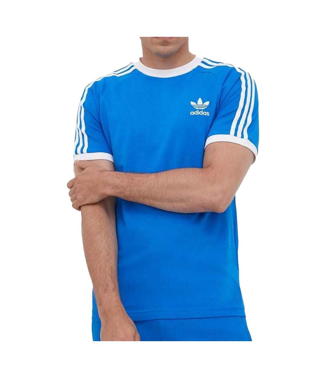 T-shirt Bleu Homme Adidas 3 Stripes - M-1