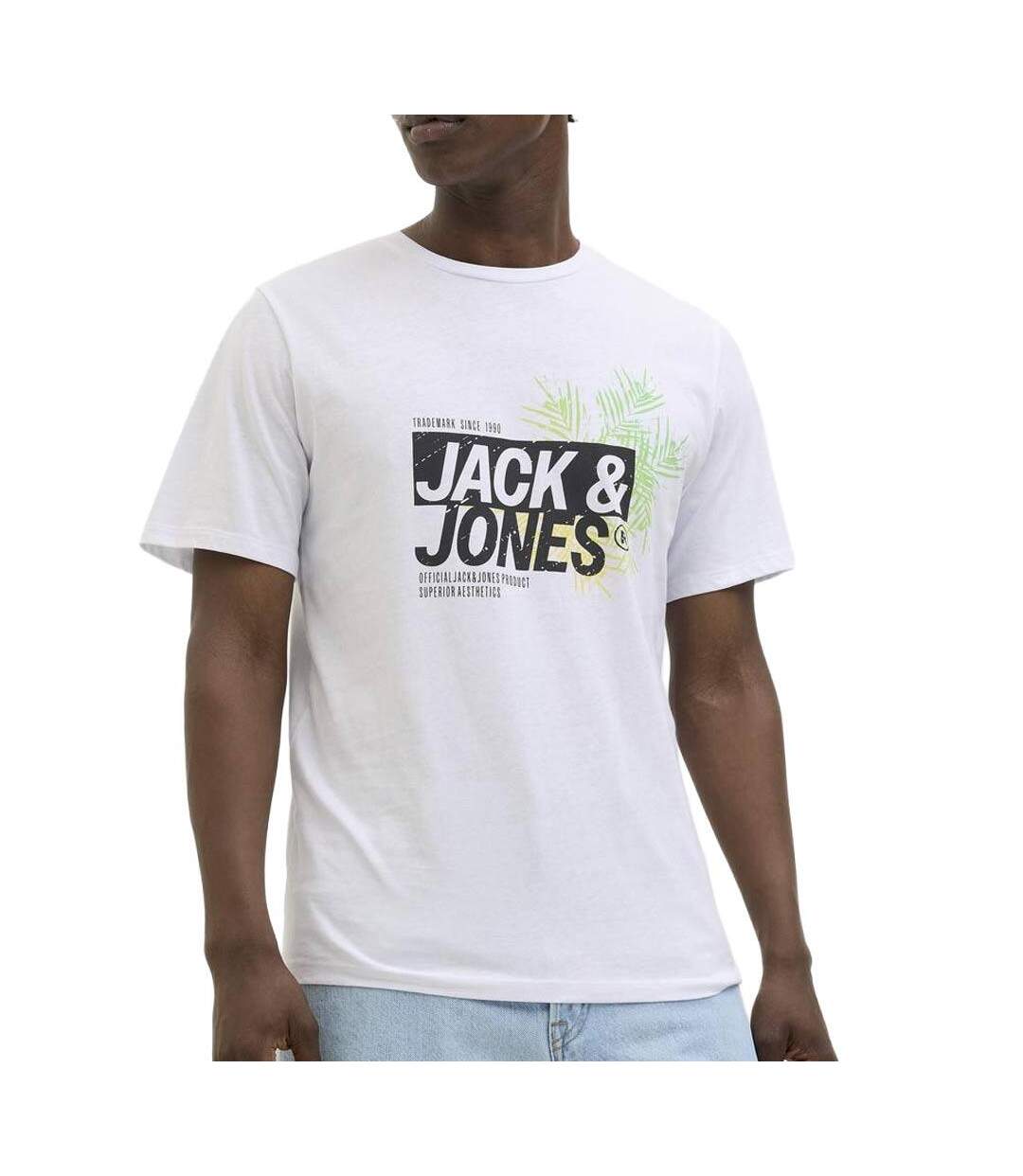 T-Shirt blanc homme jack & jones jaxon-1