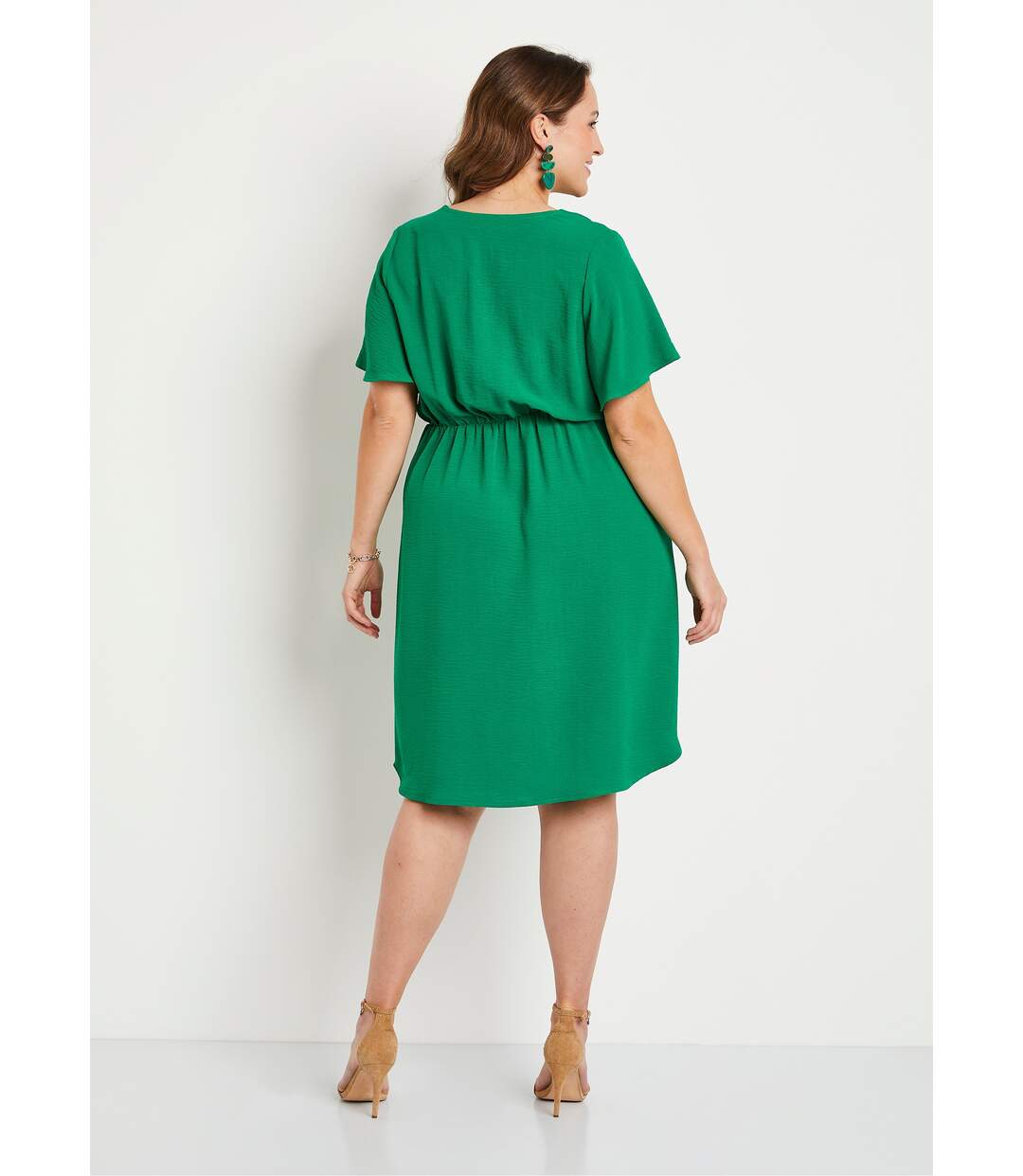 Robe courte évasée unie-2