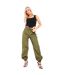 Womens/ladies Toggle Waist Cargo Trousers Khaki Green Missy Empire-3