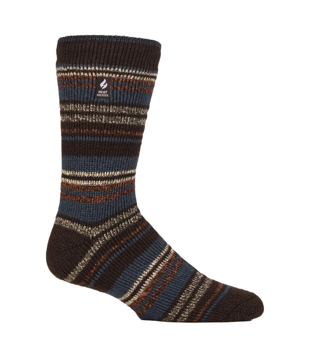 Chaussettes thermiques brossées à motifs pour hommes avec rayures-1