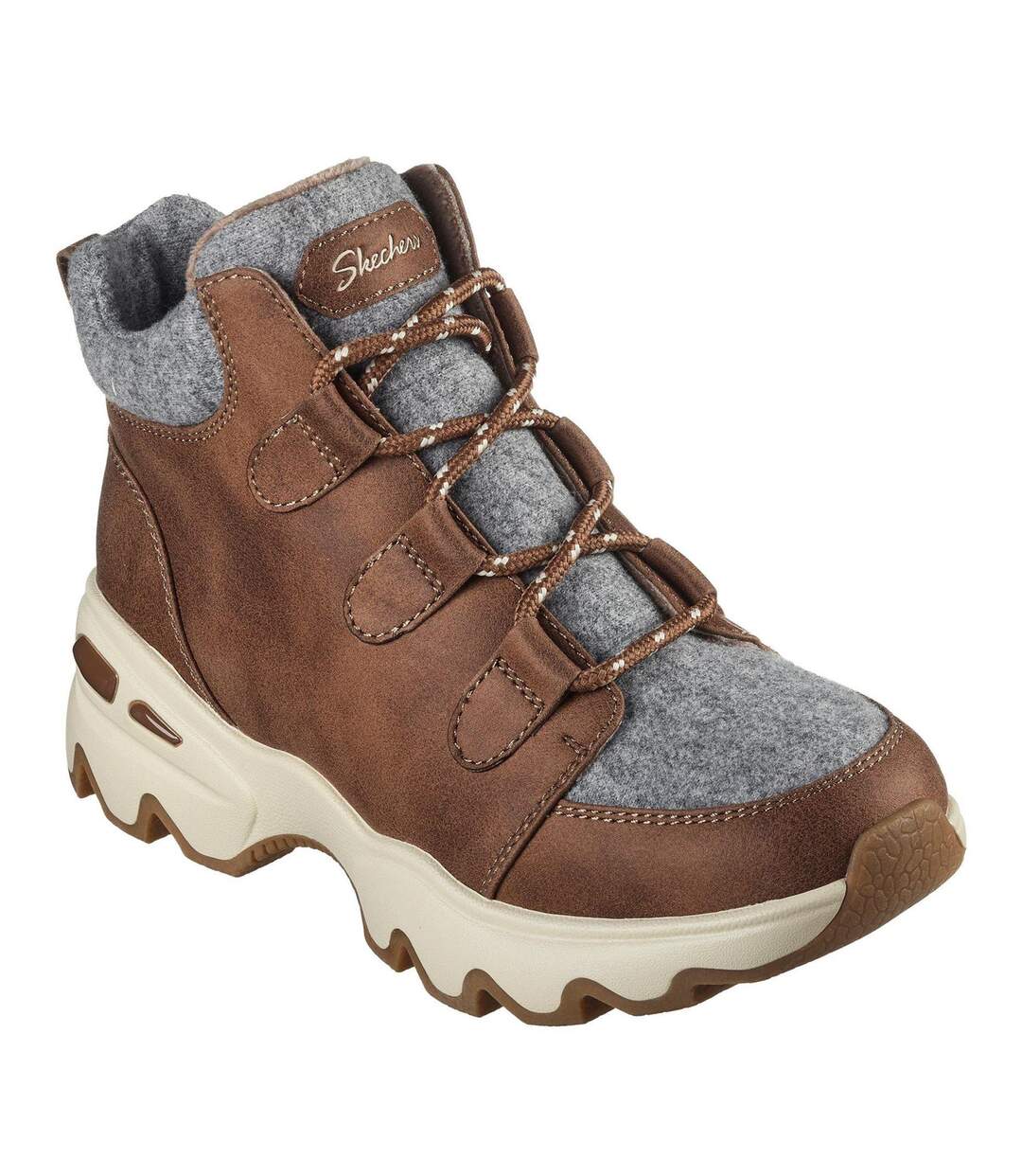 Chaussures De Marche Biglug Femme Marron Gris Skechers-4
