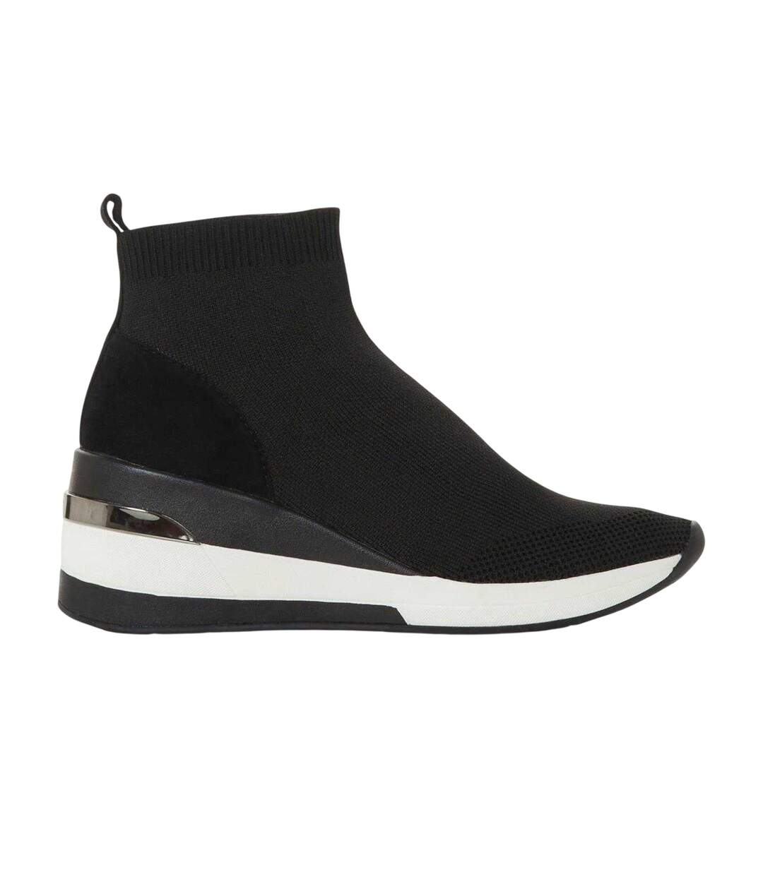 Womens/ladies Engel Suede Wedge Trainers Black Dune London-1
