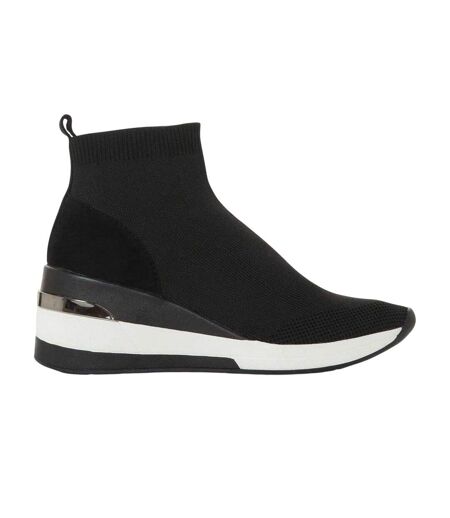 Womens/ladies Engel Suede Wedge Trainers Black Dune London