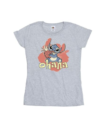 Disney Femmes/Les femmes Lilo And Stitch Ohana Pineapple Cotton T-Shirt (Gris sportif) - UTBI25804