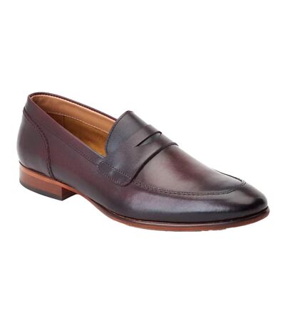 Mens Bruno Leather Penny Loafers Bordo Base London
