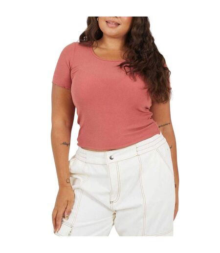 Womens/ladies Scoop Neck Plus Slim T-shirt Clay Brave Soul
