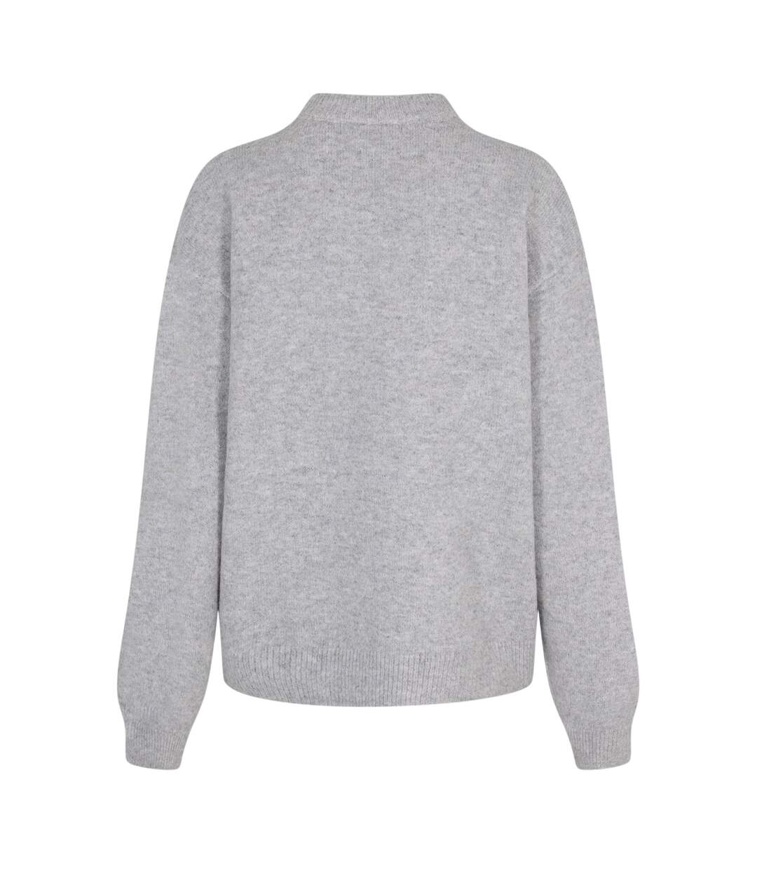 Womens/ladies Club Knitted Crew Neck Jumper Grey Couture-3