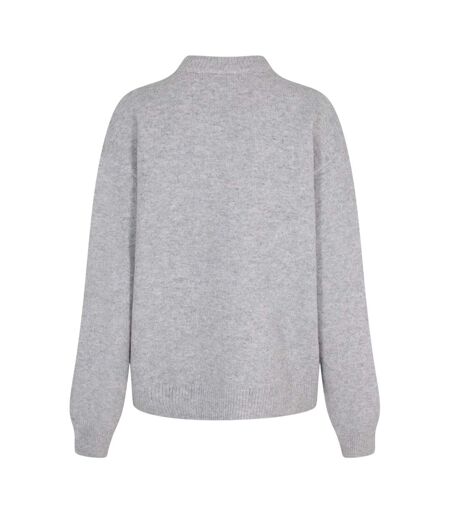 Womens/ladies Club Knitted Crew Neck Jumper Grey Couture
