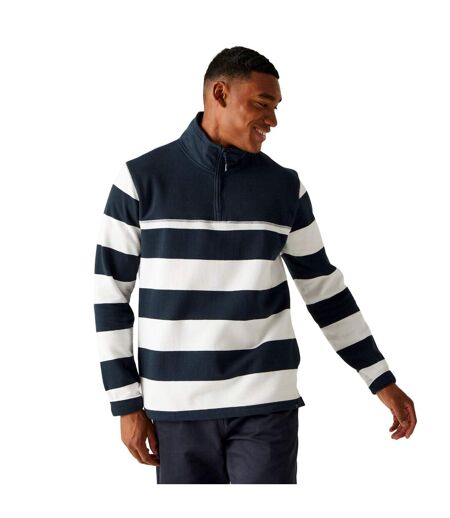 Mens agilno striped half zip fleece top navy/white Regatta